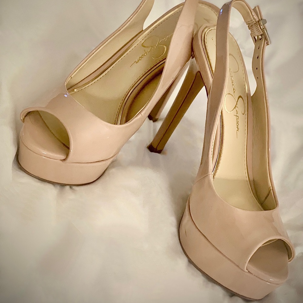 Jessica Simpson | Jessica Simpson Open Toe Slingbacks | Color: Tan | Size: 6.5